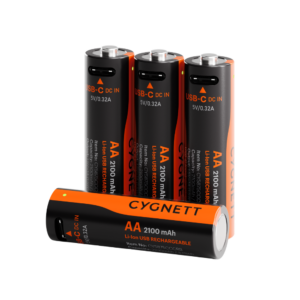 Cygnett AA USB-C Rechargeable Li-ion Battery 4Pk (Black)