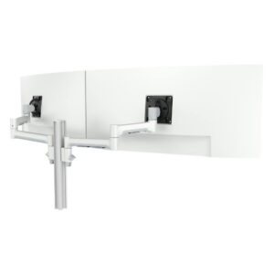Atdec AWMS-2-5940 Dual Extended-Reach Arms on Post Grommet Clamp White