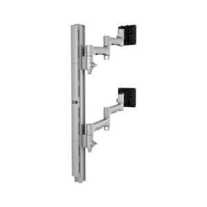 Atdec Dual Stacked Ultrawide Monitor Mount with Swing Arms - Heavy-Duty F-Clamp - Silver