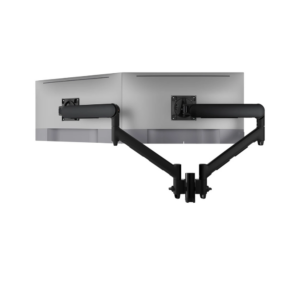 Atdec Dual Dynamic Monitor Arm Mount on Short Post - F-Clamp - Black