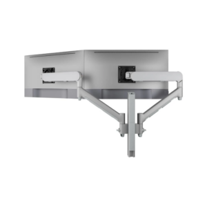 Atdec Dual Dynamic Monitor Arm Mount on Medium Post - F-Clamp - Silver