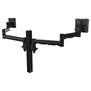 Atdec Dual Side-By-Side Ultrawide Monitor Mount with Swing Arms - Grommet Clamp - Black