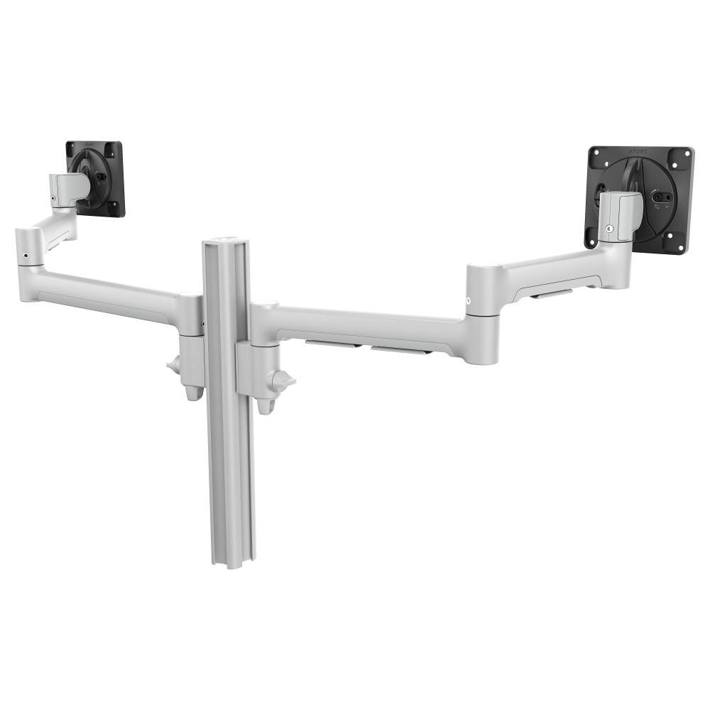 Atdec Dual Side-By-Side Ultrawide Monitor Mount with Swing Arms - C-Clamp - Silver