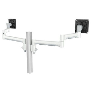 Atdec Dual Side-By-Side Ultrawide Monitor Mount with Swing Arms - Grommet Clamp - White