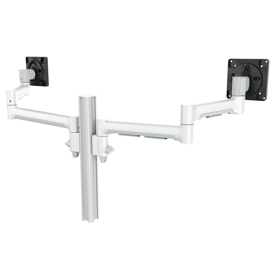 Atdec Dual Side-By-Side Ultrawide Monitor Mount with Swing Arms - C-Clamp - White